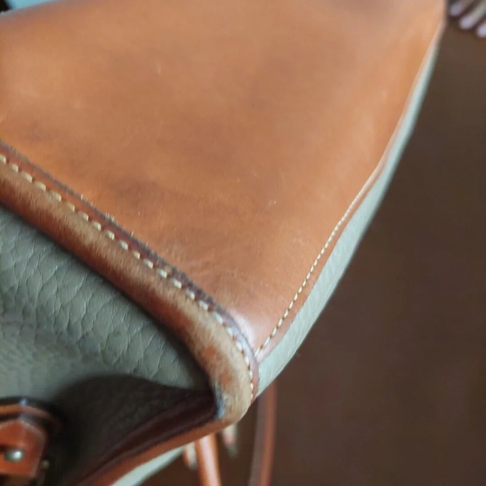 Dooney & Bourke Gray and Tan Pebbled Leather Satchel